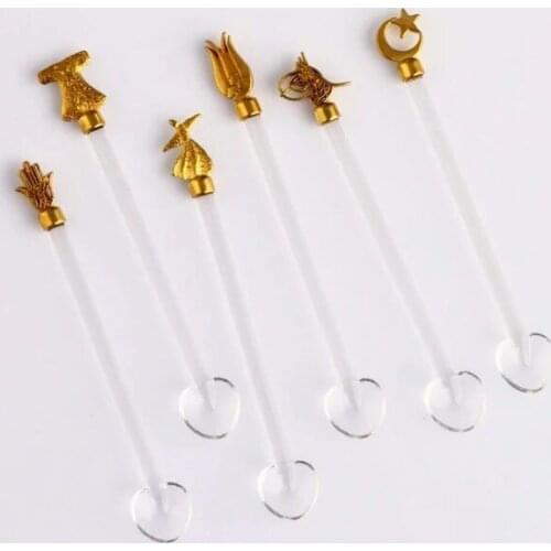 Glass Tea Spoon Symbols Gold-6 Personality 338742341