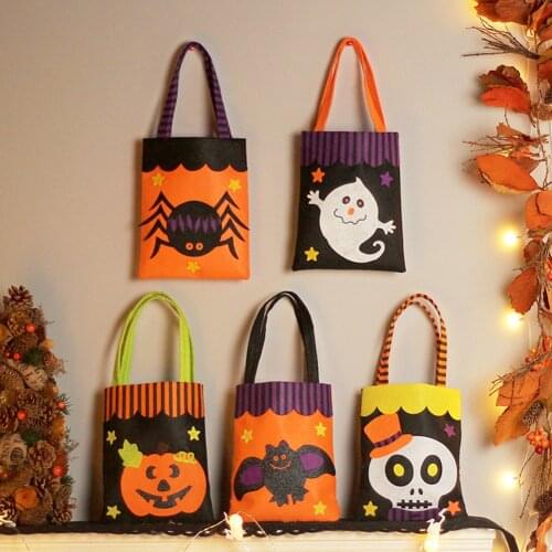 Happy Halloween Cookie Candy Gift Bag Prop Treat or Trick Kids Pumpkin Doll Jar Box Storage Pouch Buckets Home Party Supplies
