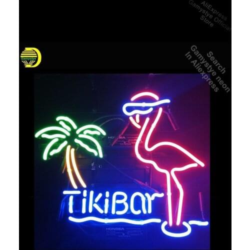 Tiki Bar Pink Flamingo Palm Tree Neon Sign Basketball neon bulb Sign Glass Super Bright Windows Garage Wall Sign Pet Shop Sign