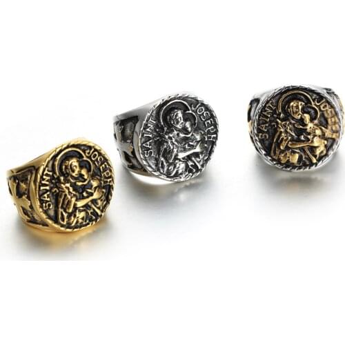 European and American accessories stainless steel saint ring male SAINT JOSEPH punk style titanium steel jewelry