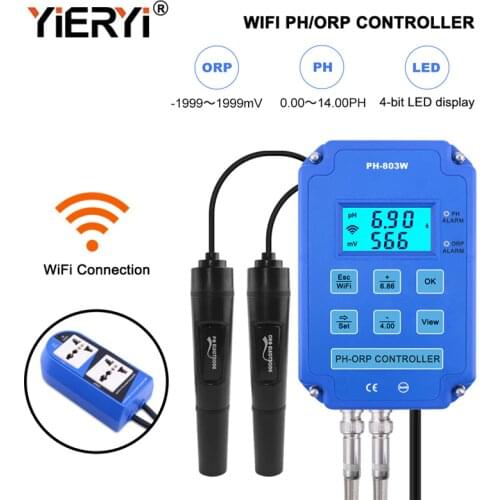 Yieryi Digital PH WiFi ORP Redox 2 In 1 Controller Monitor Output Power Control Electrode Probe BNC for Aquarium