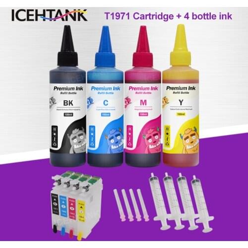 T1971 T1962 T1963 T1964 Refillable Ink Cartridge For Epson Expression XP 104 214 411 WF-2532 Printer + 4 Colors Refill Dye Ink