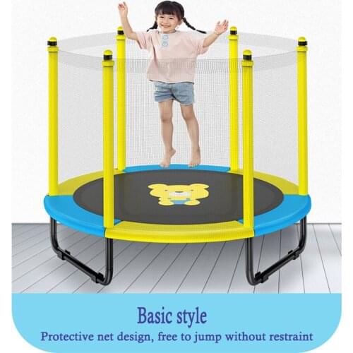 1.5M In Diameter Family Children’s Safety Net Exercise Fitness Trampoline Basic Style Armrest Style Fitness Horizontal Bar Style