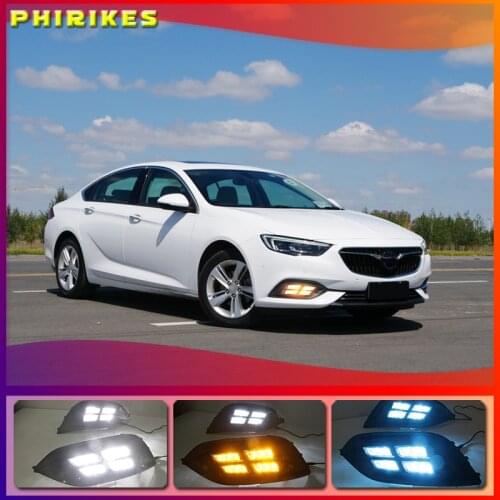 1 set For Buick Opel Grand Sport 2017 2018 12V ABS LED DRL Daytime Running Lights Daylight With Turn Yellow Signal