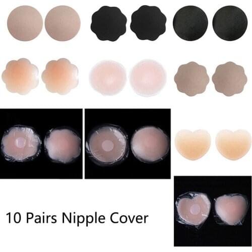10 Pairs Reusable Women Breast Petals Nipple Cover Invisible Pasties Adhesive Backless Lift Bra Pad For Party Weding Dress