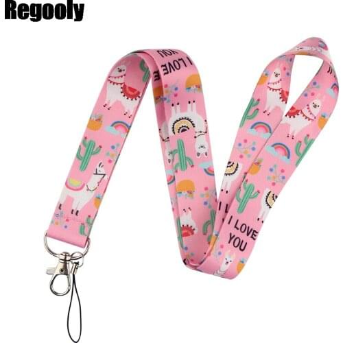 10pcs Cute alpaca Lanyard for Keys Phone Cool Neck Strap Lanyard for Camera Whistle ID Badge Cute webbings ribbons Gifts