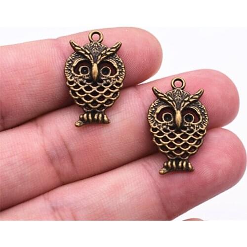 15pcs 24x15mm Antique Bronze Plated Owl Charms Pendant DIY Handmade Jewelry Accessories