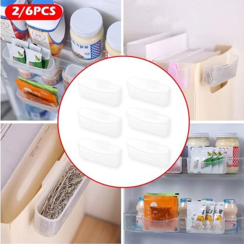 2/6 PCS Mini Fridge Transparent Storage Box Organizer Clip-on Storage Box Holder Space Saver for Home Kitchen Refrigerator Box