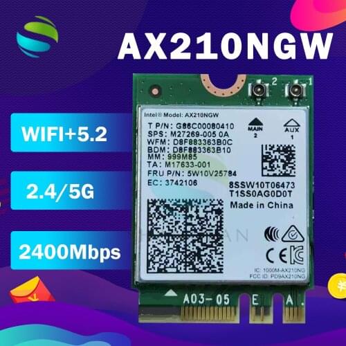 2400Mbps WiFi 6 AX210 NGFF M.2 WiFi Card Bluetooth 5.2 WI-FI 6E Wireless Network Adapter 2.4Ghz/5G 802.11AX For Windows 10 Linux