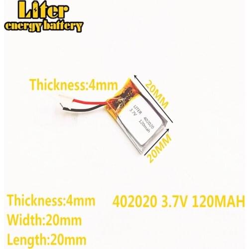 3.7V 120mAh 402020 Lithium Polymer Li-Po li ion Rechargeable Battery cells For Mp3 MP4 MP5 GPS mobile bluetooth