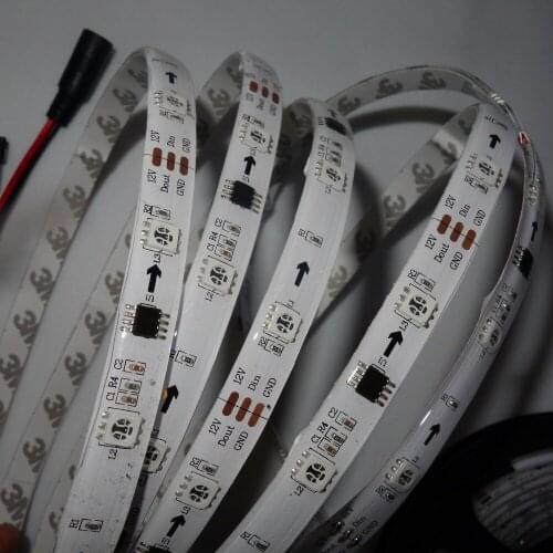 5m DC12V 10pixels/m with 30leds/m WS2811 dream color strip, IP65;waterproof in silicon coating;white pcb