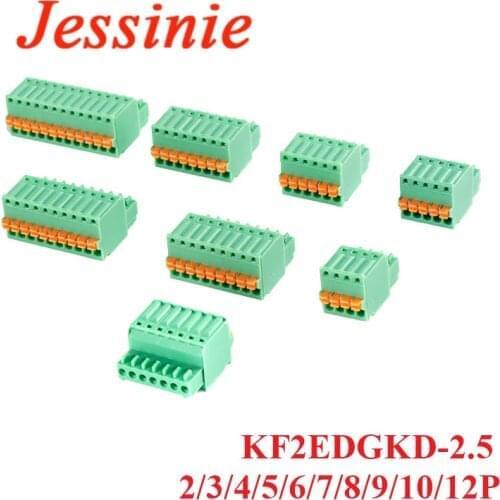 5pcs Plug Terminal Connector 2.5mm Pitch Pluggable Terminal Block KF2EDGKD-2.5mm 2/3/4/5/6/7/8/9/10/12P 125V 4A KF2EDGKD