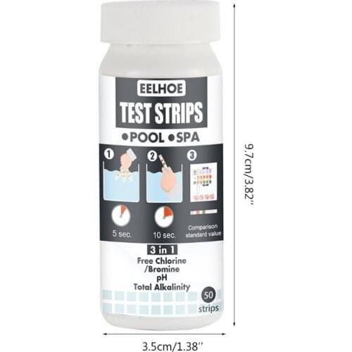 50strips Water Quality Test Strips Pool SPA Pond Test Paper Chlorine PH Alkalinity Water For Swimming Pool M89B