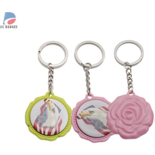 500sets of Rose button keychain material blank keychain without any pictures