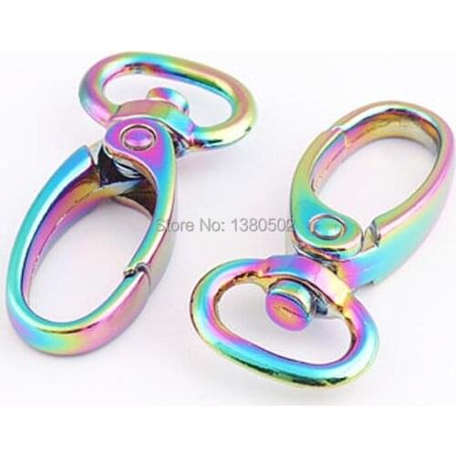 6pcs/lot New Arrivel Colorful Rainbow Shinny Swivel Clasp Snap Hook Lobster Clasp for handbag decoration