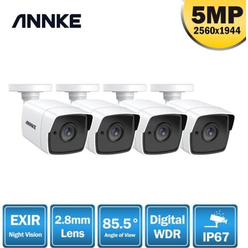 ANNKE 4X Ultra HD 5MP TVI CCTV Camera Outdoor Weatherproof White Security Surveillance System EXIR Night Vision Email Alert Kit