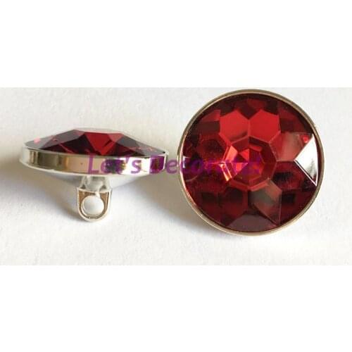 Free Shiping 30PCS/LOT 25mm Red Color Diamond Crystal Glass Buttons, Crystal Buttons. DIY Upholstery Buttons For Sofa