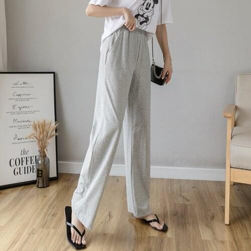 2021 Fashion Straight Pants High Waist Casual Office Lady Pants Full Length Wide Leg Loose Female Trousers joggers women