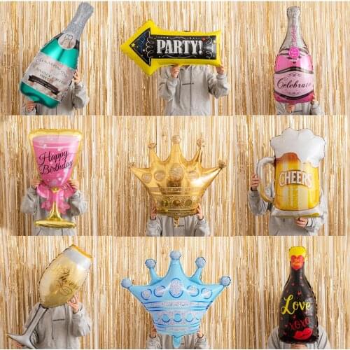 Big Size Champagne Whisky Bottle Helium Foil Balloon Birthday Party Anniversary Decoration Adult Football Party Balloon Supplies