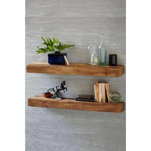 Wooden Decorative 2'li Flying Rack Bookshelf Hidden Wall Mounted Shelf Accessories