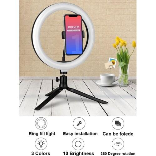 Dimmable 10inch LED Selfie Ring Fill Light Phone Camera Led Ring Makeup Lamp With Tripod For Video Youtube Tik Tok