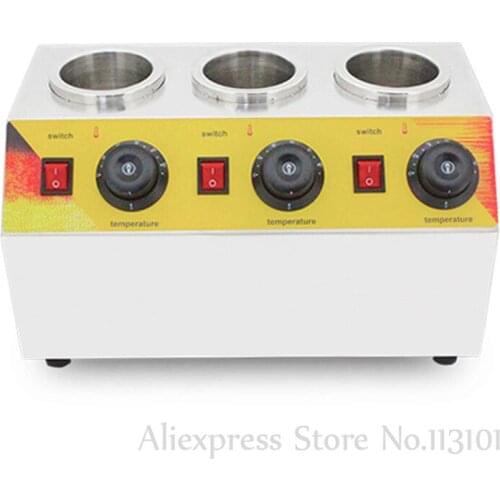 Electric Stainless Steel Sauce Warmer Chocolate Heater 3 Sauce Bottles Cheese Jam Dispenser Melter 220V / 110V 0.6kw CE Approval