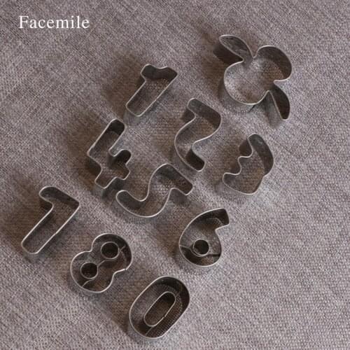 Facemile DIY 10pcs/set Large Size Number Shape Metal Cookie Cutters Fondant Biscuit Mold 02041