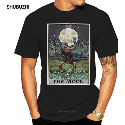 Halloween Werewolf Tarot Card T Shirt The Moon Gothic Clothing Plus Size Goth For Youth Middle-Age The Old Tee Shirt