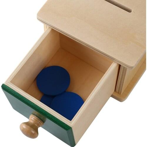 Montessori Sensory Toys Imbucare Box With Box Coin Wooden Discs Basic & Life Skills Toys Hand & Feet Finders