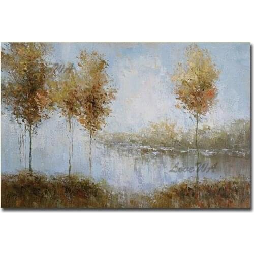 Forest Tree Oil Painting Art Texture Acrylic Wall Art Paintings 100% Hand-painted Canvas Wall Decor Art Unframed Large For Room