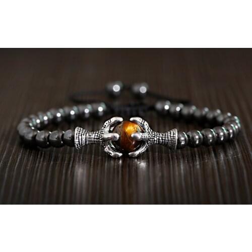 Classic Men Dragon Copper Tiger Eye Beaded Bracelets Bangles Homme Chakra Hematite Men Jewelry Bileklik
