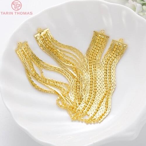 4PCS Full Length 68MM 24K Gold Color Brass Chain Tassel Charms Pendants High Quality Jewelry Making Supplies Diy Findings
