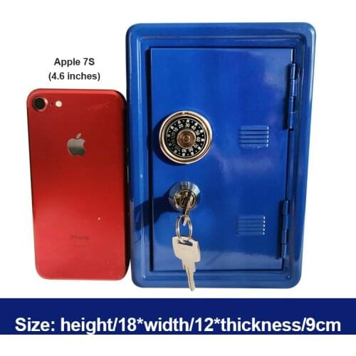 Mini Metal Safe Piggy Bank Key Safe Coins Cash Metal Home Ornament Safe Case Money Box Saving Deposit Storage Money Boxes Decor