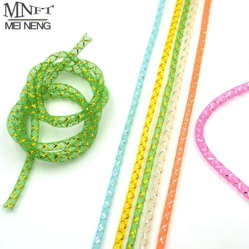 MNFT 6 Pieces Six Color Fly Tying Gold Silver Tube Mesh Golden Pink Blue Green Beige Orange Fish Body Flash Material for Fishing