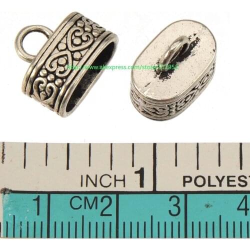 DIY Beads Caps Multilayer Bangles Cord End Cap Heart 12*7mm Oval Large Hole Silver Plated Metal Jewelry Findings 13*15*9mm 20pcs