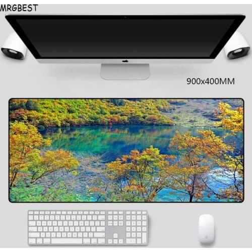 MRGBES Mouse Pad Large Turquoise Lake Precision Hemming Nature Softy Rubber Full Desk Mats for Notebook Laptop Gamer Mousepad