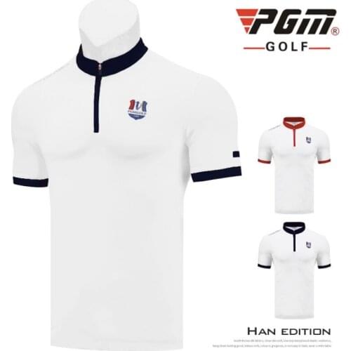 PGM Golf Men Short Sleeve T-Shirts Summer Clothing Match Ball Suit Mens Polo Shirt Quick Drying Breathable YF196 Wholesale