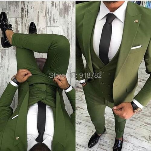 Men Suit For Wedding Groom Suits 2018 New Designer Green Three Pieces Set Slim Fit Formal Prom Party Suit Tuxedo Costume Homme