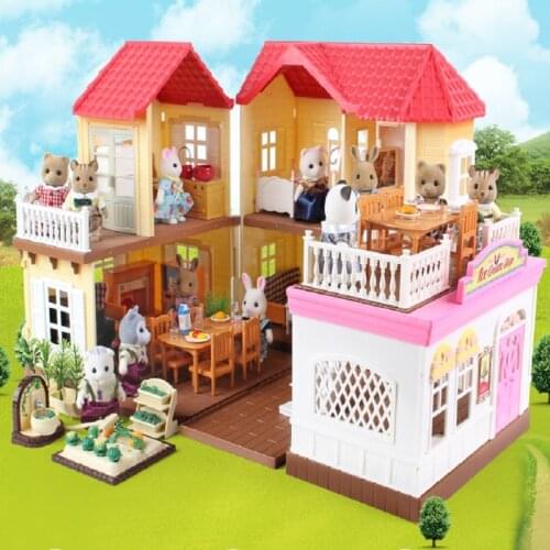 1:12 Pretend Play Forest Home Villa Furniture Set Toy Forest Animal Family Mini Bedroom Set Mini Living Room Furniture Toy Gift