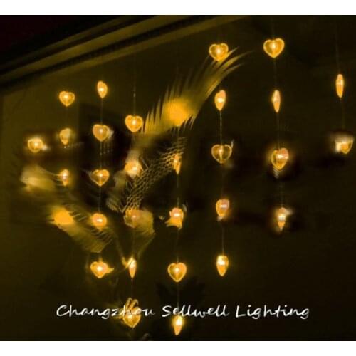 GREAT!Holiday lighting showcase crystal curtain decoration 0.95*1.2m yellow heart bead curtain lamp H062(3)