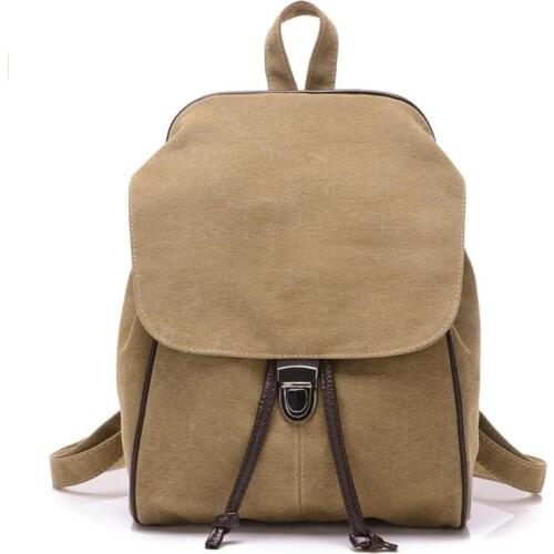 Casual Canvas Drawstring Women Female Backpack Anti-theft Bookbag School Backpack For Girls Teenagers Rucksacks Satchels