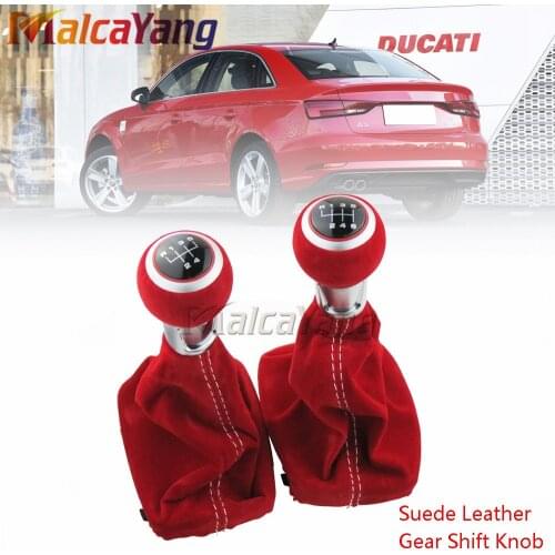 Car Styling 5/6 Speed Manual Gear Shift Knob HandBall Fits For Audi A3 S3 8V-8P S-line 2007-2013 With Suede Leather Boots Cover