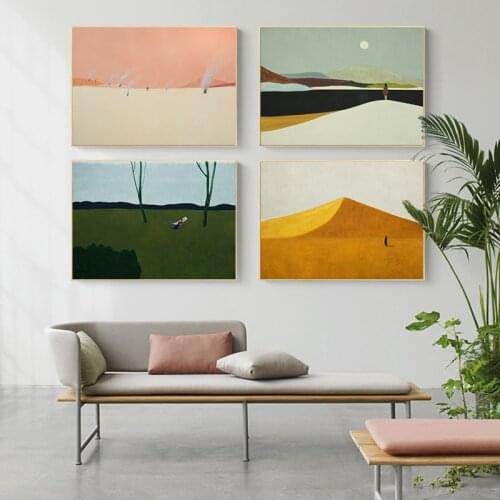 Modern Minimalist Abstract Landscape Oil Painting Art Print Poster Wall Picture Canvas Oil Painting Home Wall Decoration