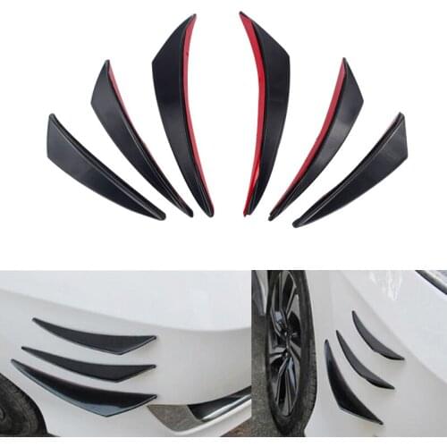PQY - 6pcs/set Universal Fit Front Bumper Lip Diffuser Splitter Fins Body Spoiler Canards Valence Chin Car Tuning Canard
