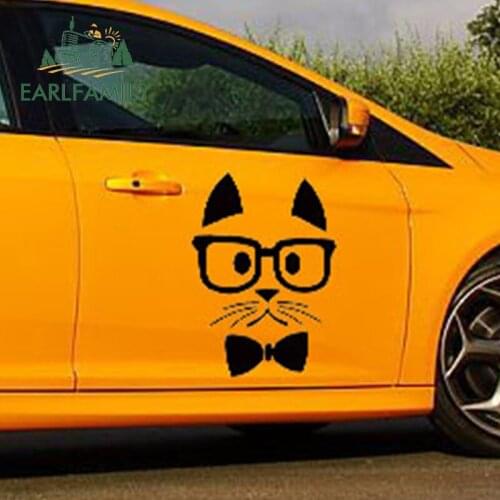 EARLFAMILY 43.2cm X 55cm Fun Hipster Cat Doctor Pet Cartoon Car Sticker for Van RV Trailer Truck SUV Animal Vinyl Decal Girl Boy