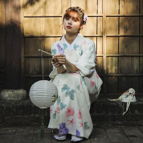 Womens Japan Style Yukata Traditional Japanese Kimono Classic Bathrobe Cosplay Wear Photopraphy Dress