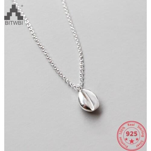 100% Sterling Silver Jewelry Coffee Bean Pendant&Necklace For Women Nice Gift