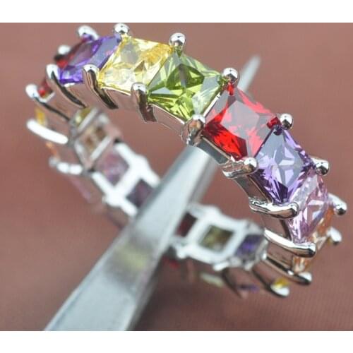 Fashion New Multicolor Cubic Zirconia For Women Silver Plated Jewelry Rings Free Shipping Size 6 7 8 9 SA028