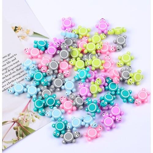 1Pcs Baby Teether Chain Mini Tortoise Teethers Toys Wholesale Silicone Beads DIY Nursing Bracelet Pacifier Clip Chain