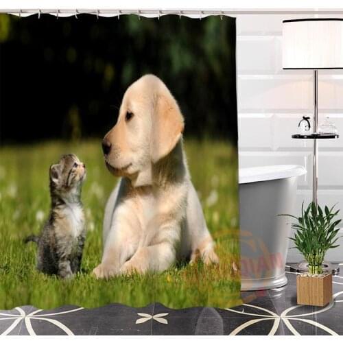 100% Polyester Custom Popular Cute Dog#2 Fabric Modern Shower Curtain bathroom With Hooks New arrival H0223-17